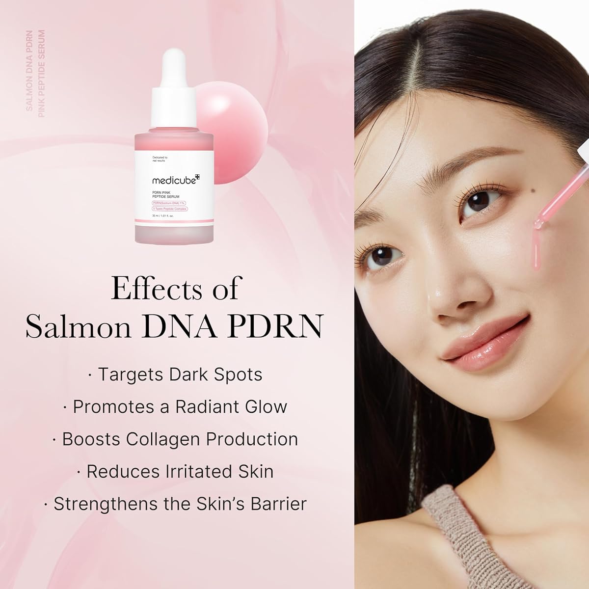 Medicube Salmon DNA PDRN Pink Peptide Serum, Pink glow serum, Peptide, Niacinamide, Hydrating & Mois